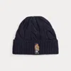 Ralph Lauren Polo Bear Cable Wool-blend Beanie In Blue