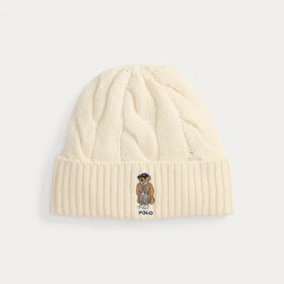 Ralph Lauren Polo Bear Cable Wool-blend Beanie In Neutral