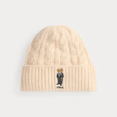 Ralph Lauren Polo Bear Cable Wool-blend Beanie In White