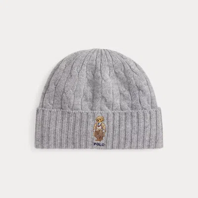 Ralph Lauren Polo Bear Cable Wool-cashmere Beanie In Gray