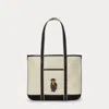 Ralph Lauren Polo Bear Canvas Small Shopper Tote In Multi