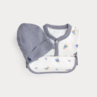 Ralph Lauren Babies'  Polo Bear Cotton 3-piece Gift Set In White