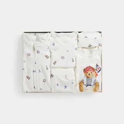 Ralph Lauren Babies'  Polo Bear Cotton 6-piece Gift Set In White