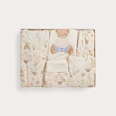 Ralph Lauren Polo Bear Cotton 6-piece Gift Set In Petite Point Baby Bear In Multi