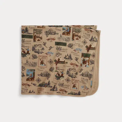 Ralph Lauren Babies' Polo Bear Cotton Blanket In Wilderness Scout Print In Brown