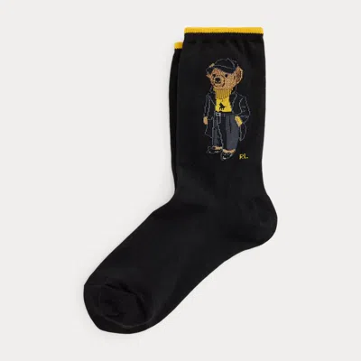 Ralph Lauren Polo Bear Cotton-blend Crew Socks In Black