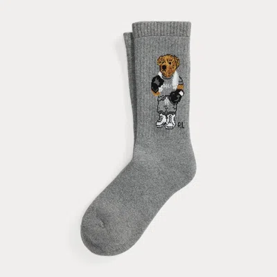 Ralph Lauren Polo Bear Cotton-blend Crew Socks In Gray