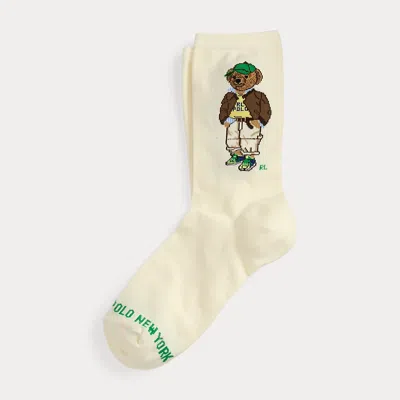 Ralph Lauren Polo Bear Cotton-blend Crew Socks In White