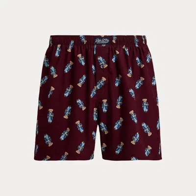 Ralph Lauren Polo Bear Cotton Boxer In Burgundy