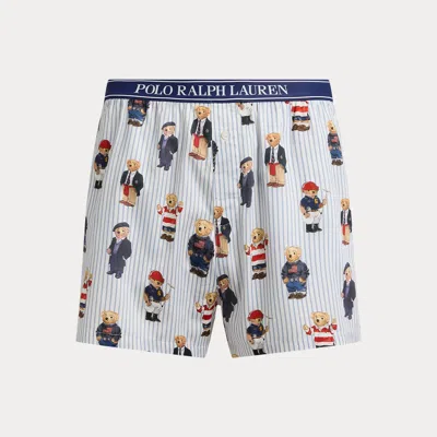 Polo Ralph Lauren Polo Bear Cotton Boxer Short In Evergreen Bear In Brown