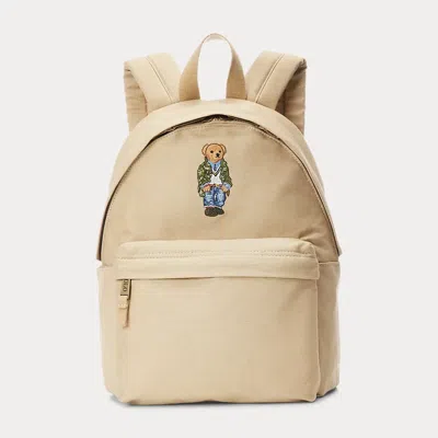 Ralph Lauren Kids' Polo Bear Cotton Canvas Backpack In Tan