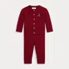 Ralph Lauren Polo Bear Cotton Cardigan & Pant Set In Red