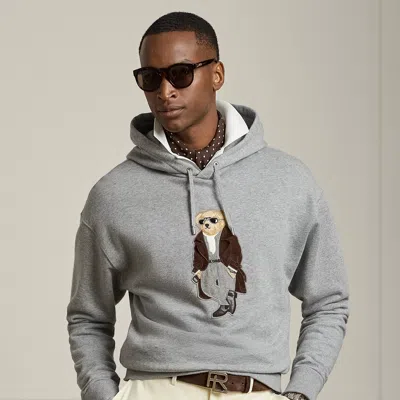 Ralph Lauren Polo Bear Cotton-cashmere Fleece Hoodie In Gray