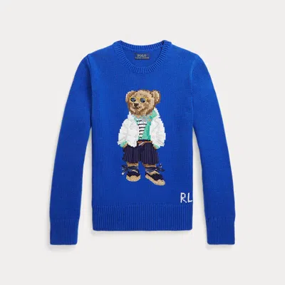 Ralph Lauren Kids' Polo Bear Cotton-cashmere Jumper In Grey