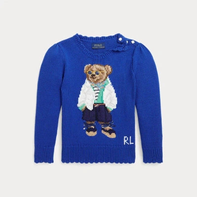 Ralph Lauren Kids' Polo Bear Cotton-cashmere Jumper In Blue