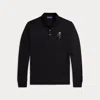 Ralph Lauren Long-sleeve Polo Shirt With Embroidered Bear Motif In Black