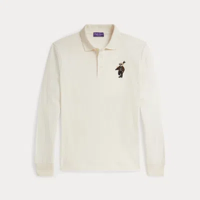 Ralph Lauren Polo Bear Cotton-cashmere Polo Shirt In White