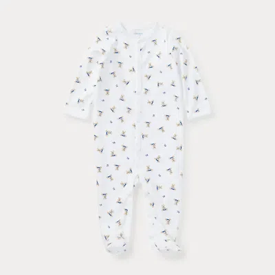 Ralph Lauren Babies' Polo Bear Cotton Coverall In White