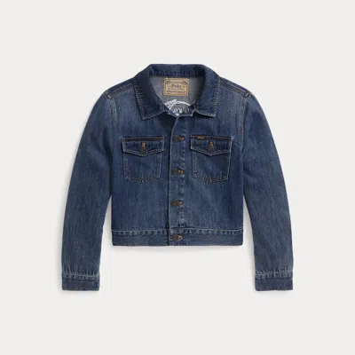 Ralph Lauren Kids' Polo Bear Cotton Denim Jacket In Patsy Wash In Blue