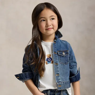 Ralph Lauren Kids' Polo Bear Cotton Denim Jacket In Patsy Wash In Blue