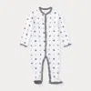 Polo Ralph Lauren Polo Bear Cotton Footed Coverall In White Multi/refined Navy