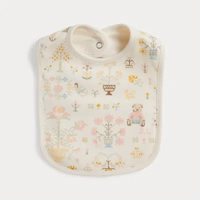 Ralph Lauren Polo Bear Cotton Interlock Bib In Petite Point Baby Bear In Brown