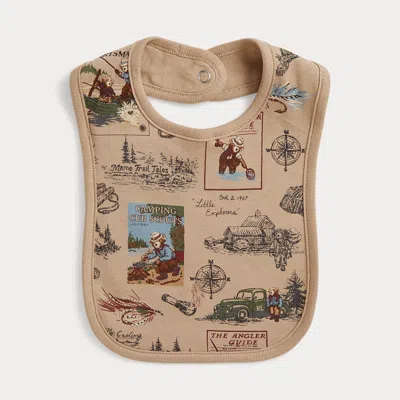 Ralph Lauren Babies' Polo Bear Cotton Interlock Bib In Wilderness Scout Print In Multi