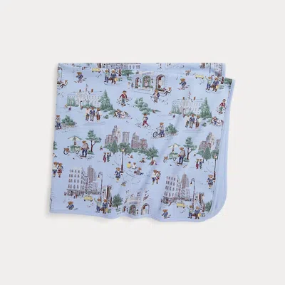 Ralph Lauren Babies'  Polo Bear Cotton Interlock Blanket In Multi