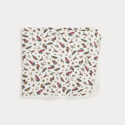Ralph Lauren Babies'  Polo Bear Cotton Interlock Blanket In Brown