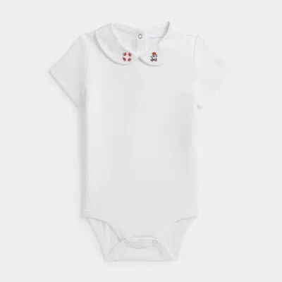 Ralph Lauren Babies'  Polo Bear Cotton Interlock Bodysuit In White
