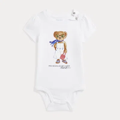 Ralph Lauren Babies' Polo Bear Cotton Jersey Bodysuit In White
