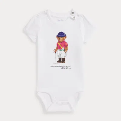 Ralph Lauren Babies'  Polo Bear Cotton Jersey Bodysuit In White