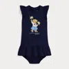 Ralph Lauren Sparkler Bear Tiered Cotton Graphic Dress & Bloomers