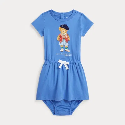 Ralph Lauren Kids' Polo Bear Cotton Jersey Dress & Bloomer In Blue