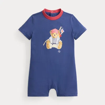 Ralph Lauren Babies'  Polo Bear Cotton Jersey Shortall In Blue