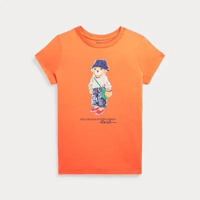 Ralph Lauren Kids' Polo Bear Cotton Jersey T-shirt In Orange