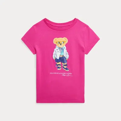 Ralph Lauren Kids' Polo Bear Cotton Jersey T-shirt In Pink