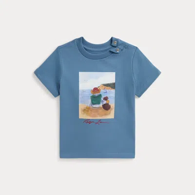 Ralph Lauren Babies'  Polo Bear Cotton Jersey Tee In Blue