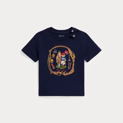 Ralph Lauren Babies'  Polo Bear Cotton Jersey Tee In Blue