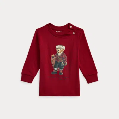 Ralph Lauren Babies'  Polo Bear Cotton Long-sleeve Tee In Red