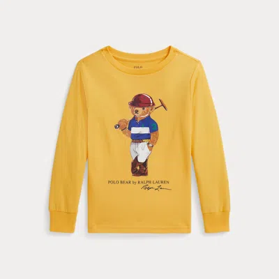 Ralph Lauren Kids' Polo Bear Cotton Long-sleeve Tee In Chrome Yellow