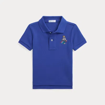 Ralph Lauren Kids' Polo Bear Cotton Mesh Polo Shirt In Neutral