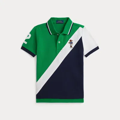Ralph Lauren Kids' Polo Bear Cotton Mesh Polo Shirt In Cruise Green