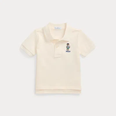 Ralph Lauren Babies' Polo Bear Cotton Mesh Polo Shirt In Nevis