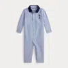 Ralph Lauren Polo Bear Cotton Oxford Coverall In Blue