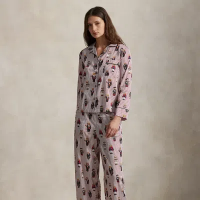 Polo Ralph Lauren Polo Bear Cotton Sateen Pajama Set In Red In Multi