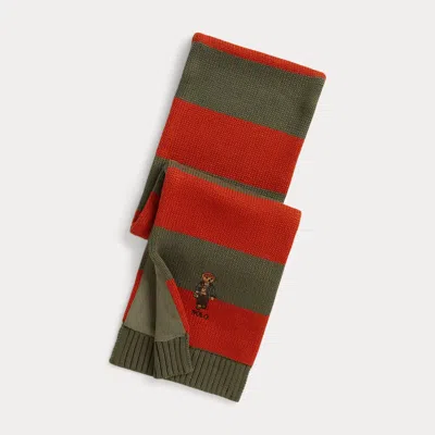 Ralph Lauren Kids' Polo Bear Cotton Scarf In Cruise Olive Multi