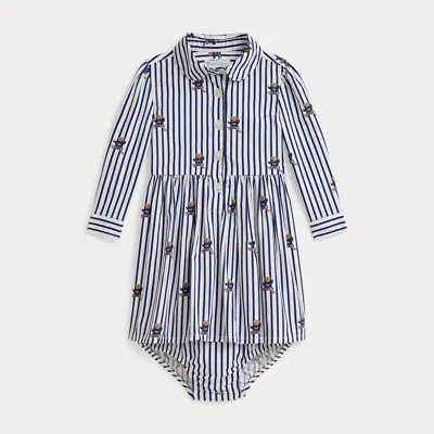 Ralph Lauren Babies'  Polo Bear Cotton Shirtdress & Bloomer In Multi