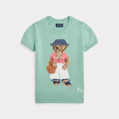 Ralph Lauren Kids' Polo Bear Cotton Short-sleeve Jumper In Green