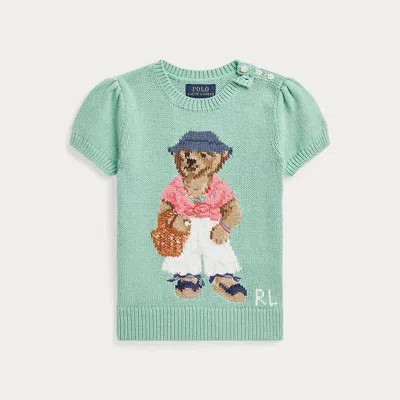 Ralph Lauren Kids' Polo Bear Cotton Short-sleeve Jumper In Green